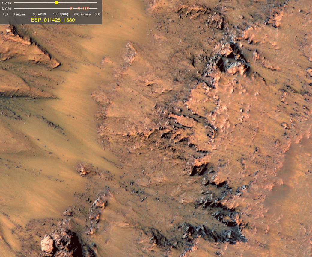 A timelapse of terrain on Mars