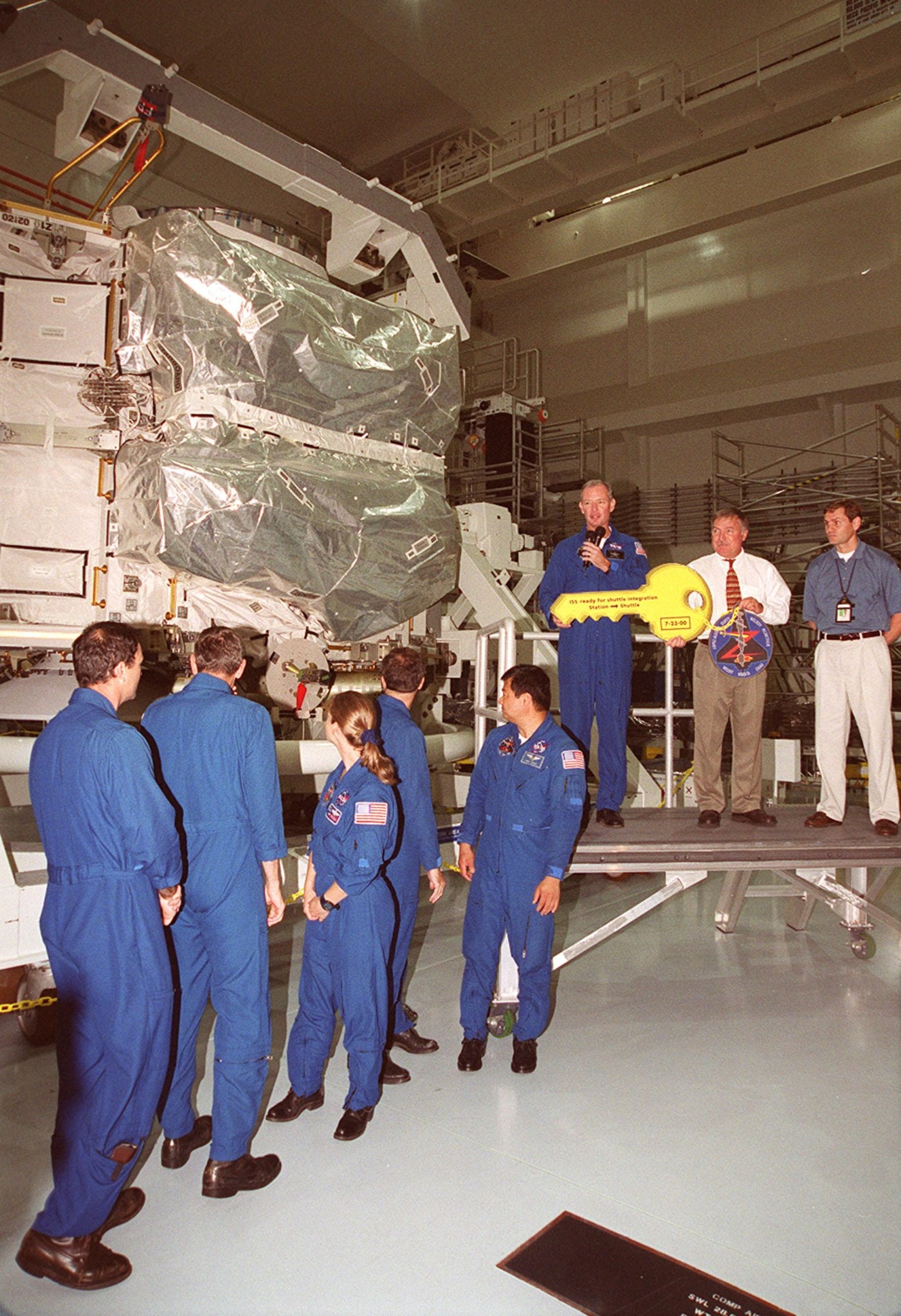 The Zenith-1 Truss for the International Space Station is presented to NASA by Boeing in 2000.