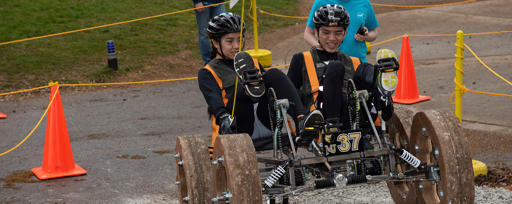 People on human-powered rover