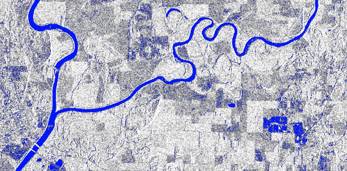 Preliminary surface water map of a section of the Ohio River.