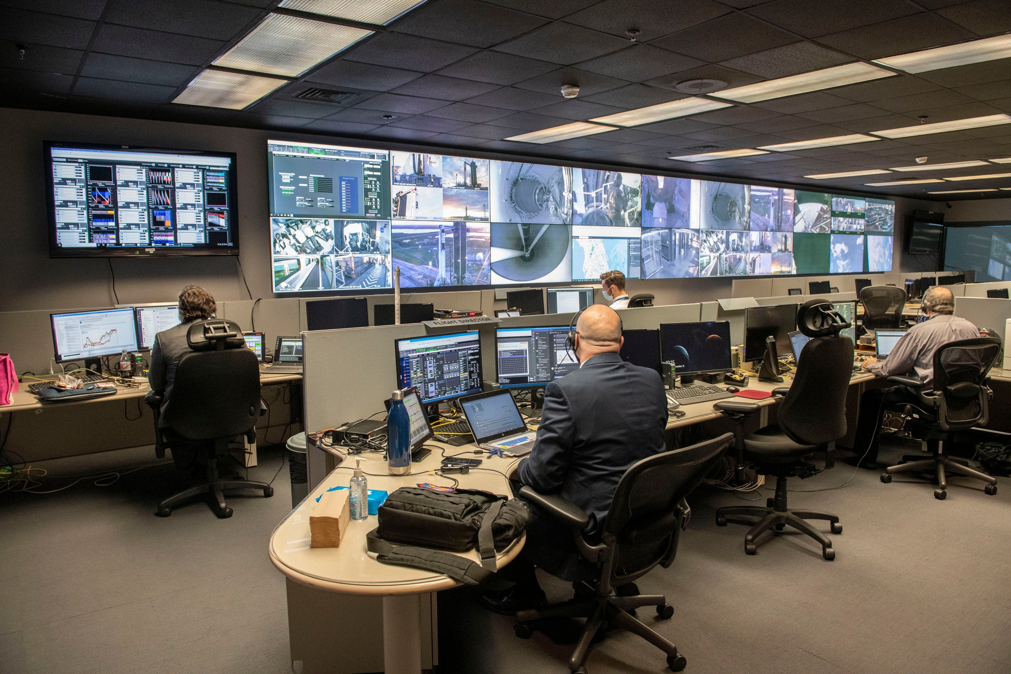 Marshall team members track the Crew-1 launch from the commercial crew control room.