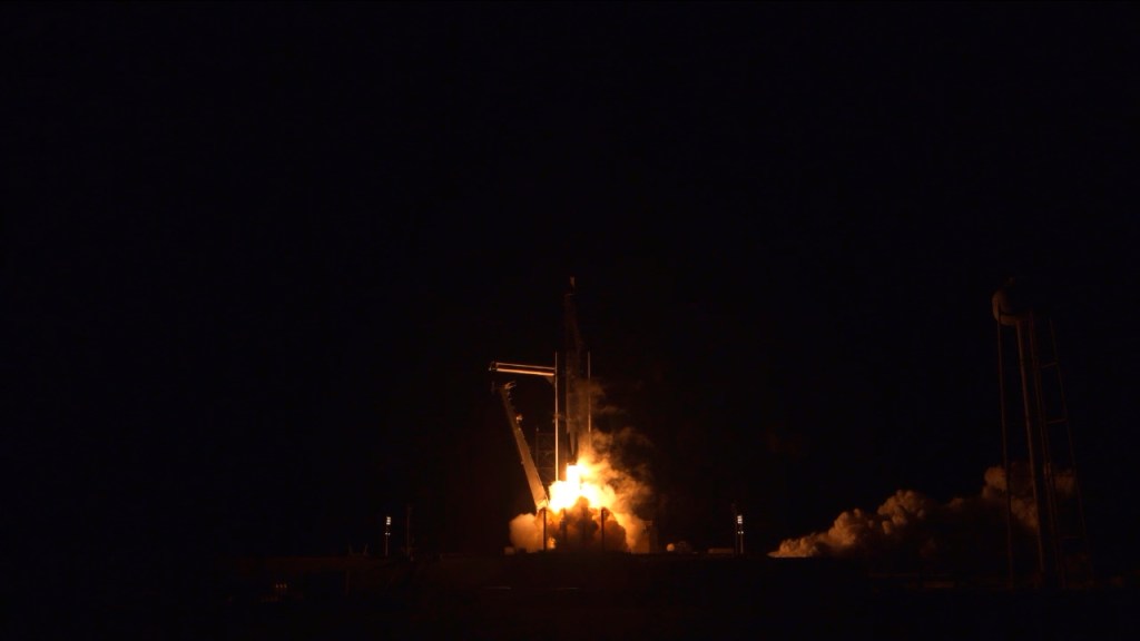 
			Liftoff! Crew-1 Astronauts on Their Way to the Space Station - NASA			