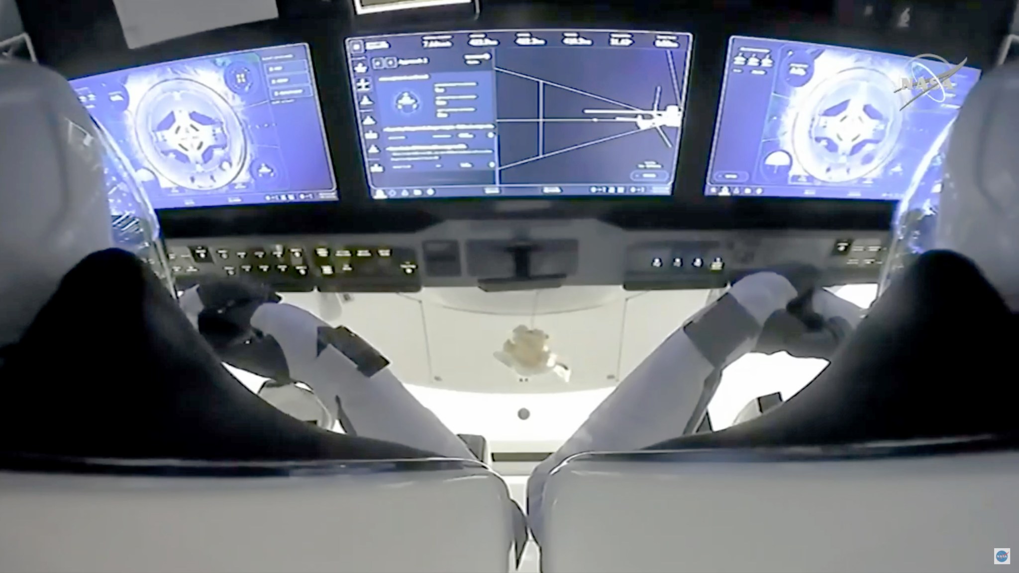 View from within the Crew-1 cabin just before docking on Nov. 16, 2020