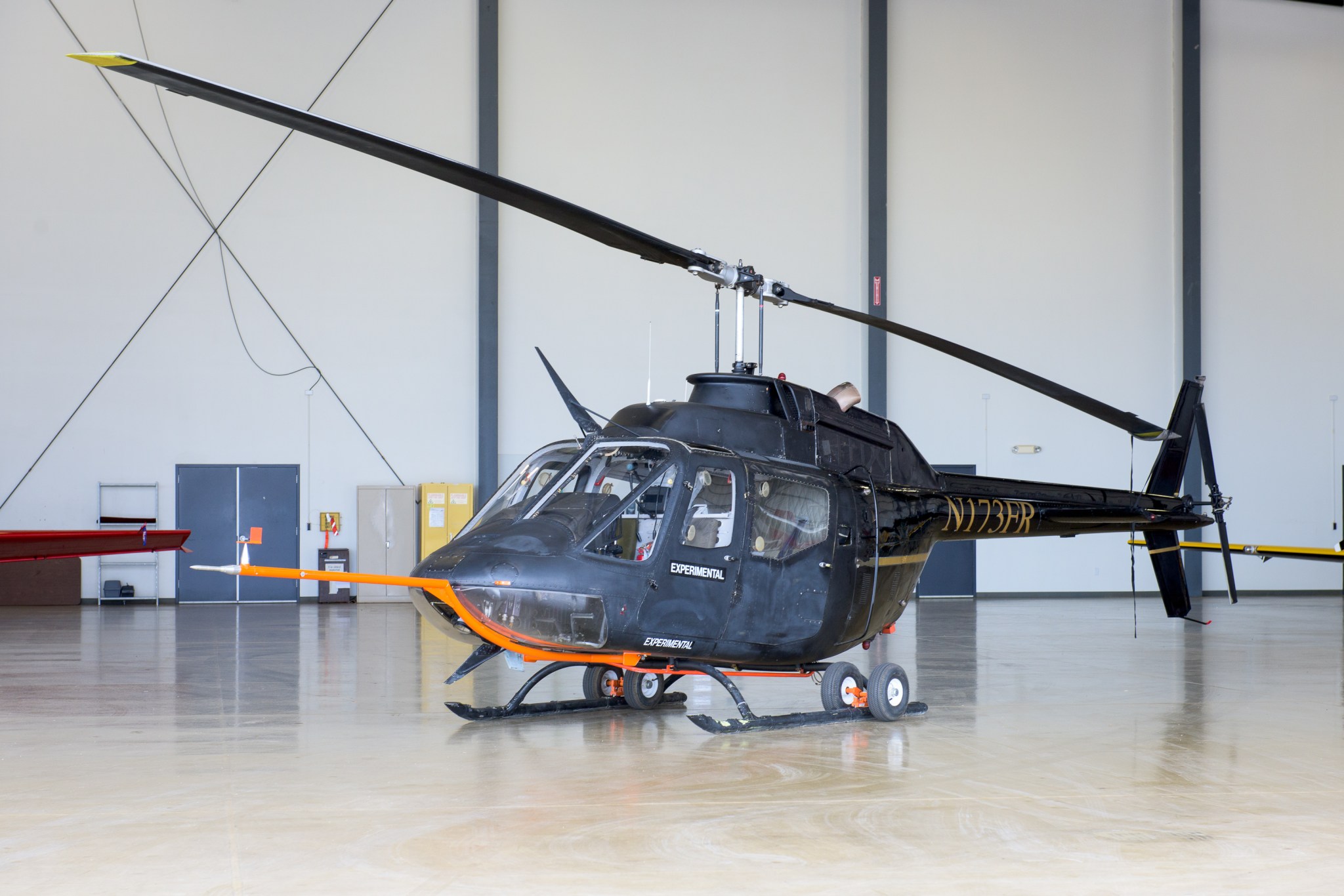 Bell OH-58C Kiowa helicopter is owned by Flight Research Inc. in Mojave, California.