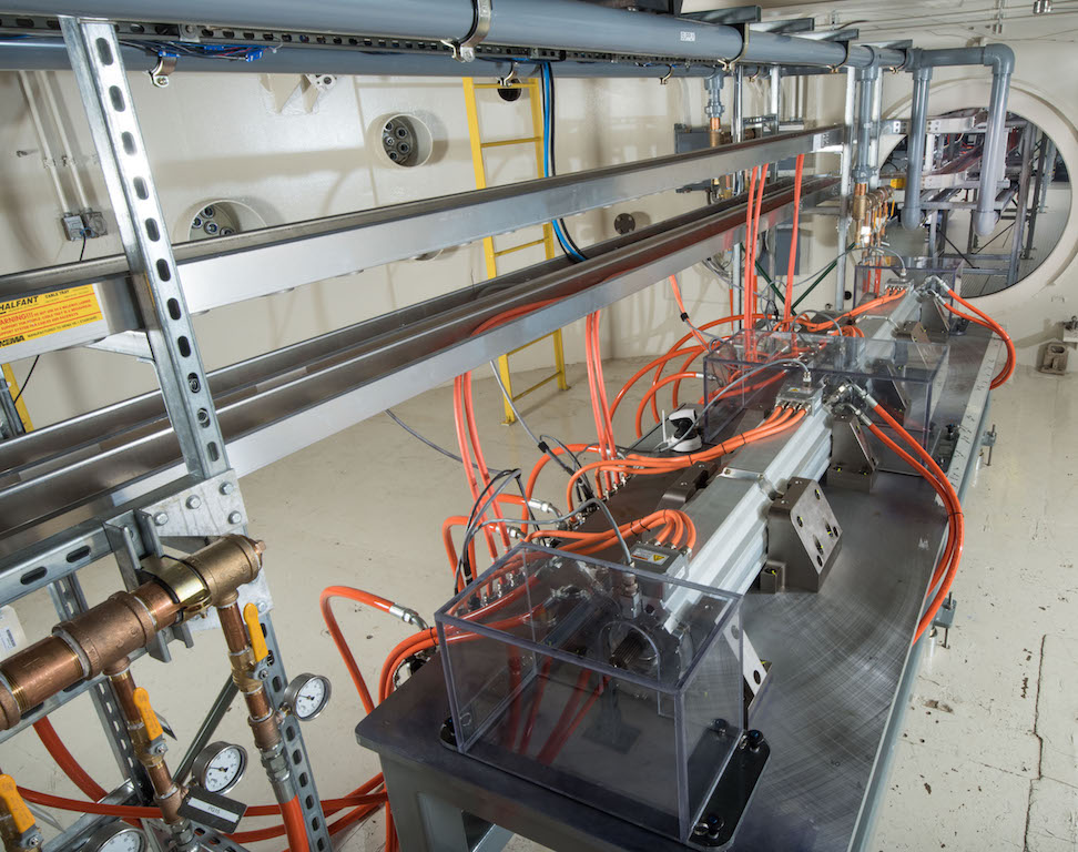 wide angle view of a powertrain inside NASA’s Electric Aircraft Testbed (NEAT)