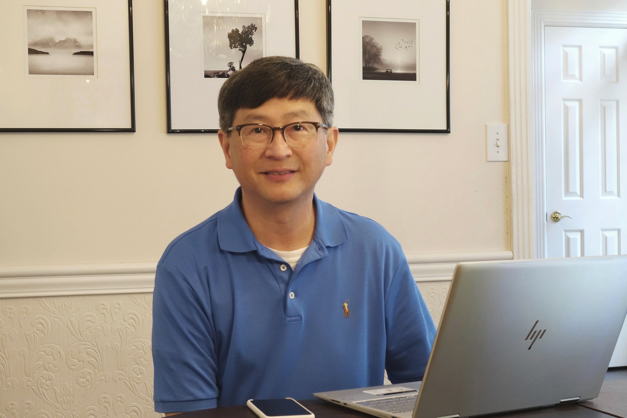 Jonathan Lee, a Marshall structural materials engineer and project scientist, works from his home office. 