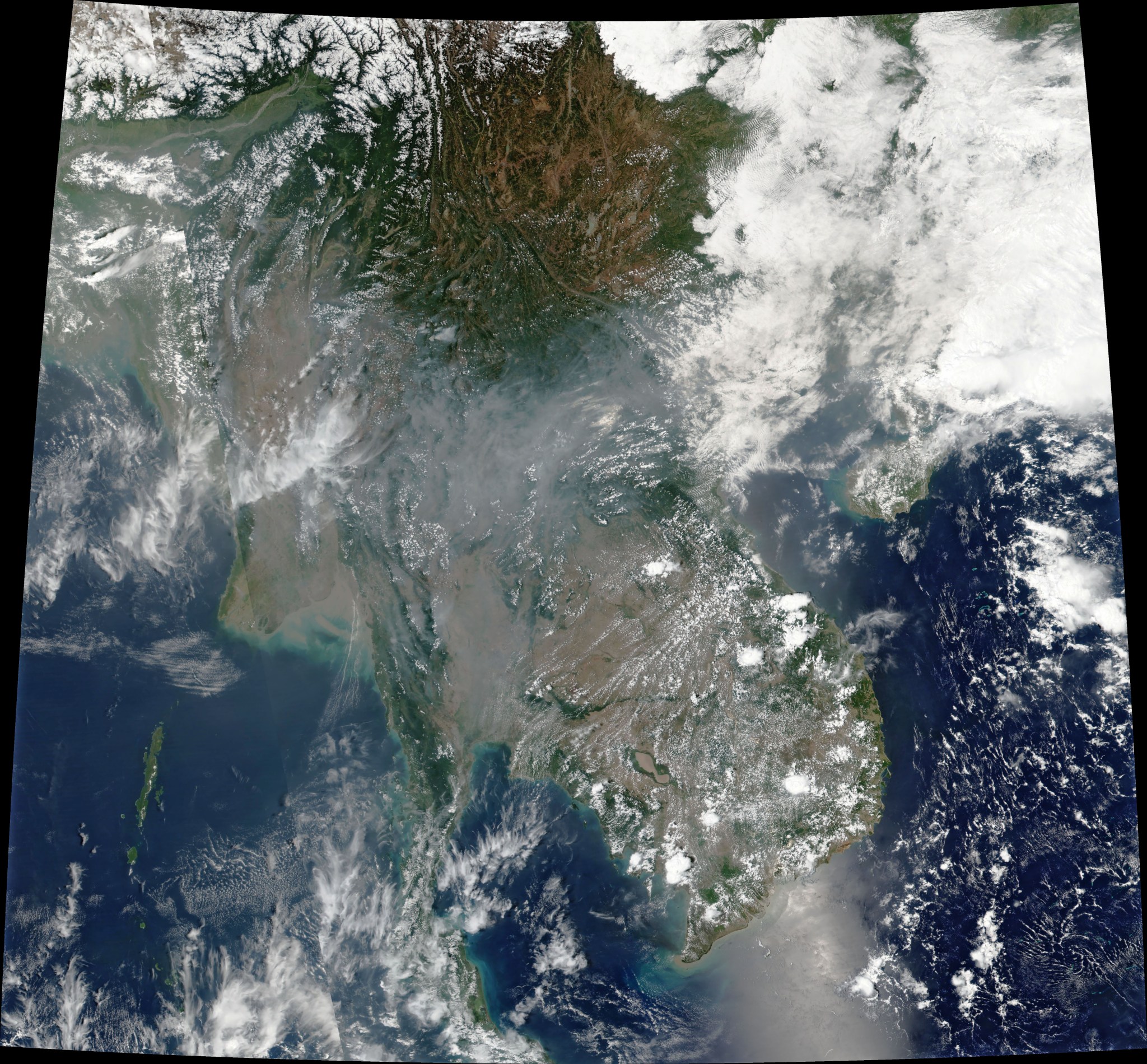A view of Southeast Asia from space.