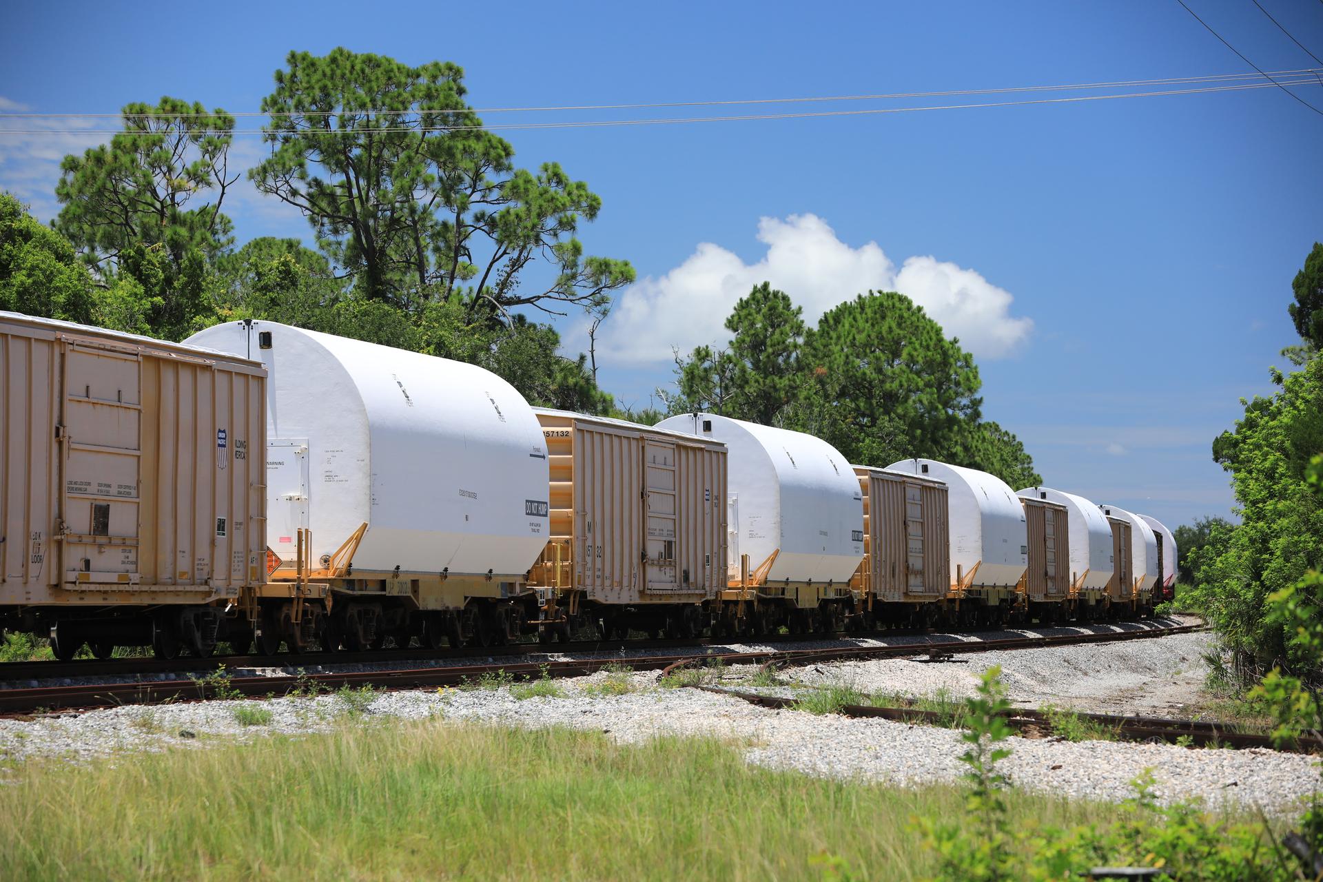 Space Launch System (SLS) rocket booster segments for the uncrewed Artemis I flight test 