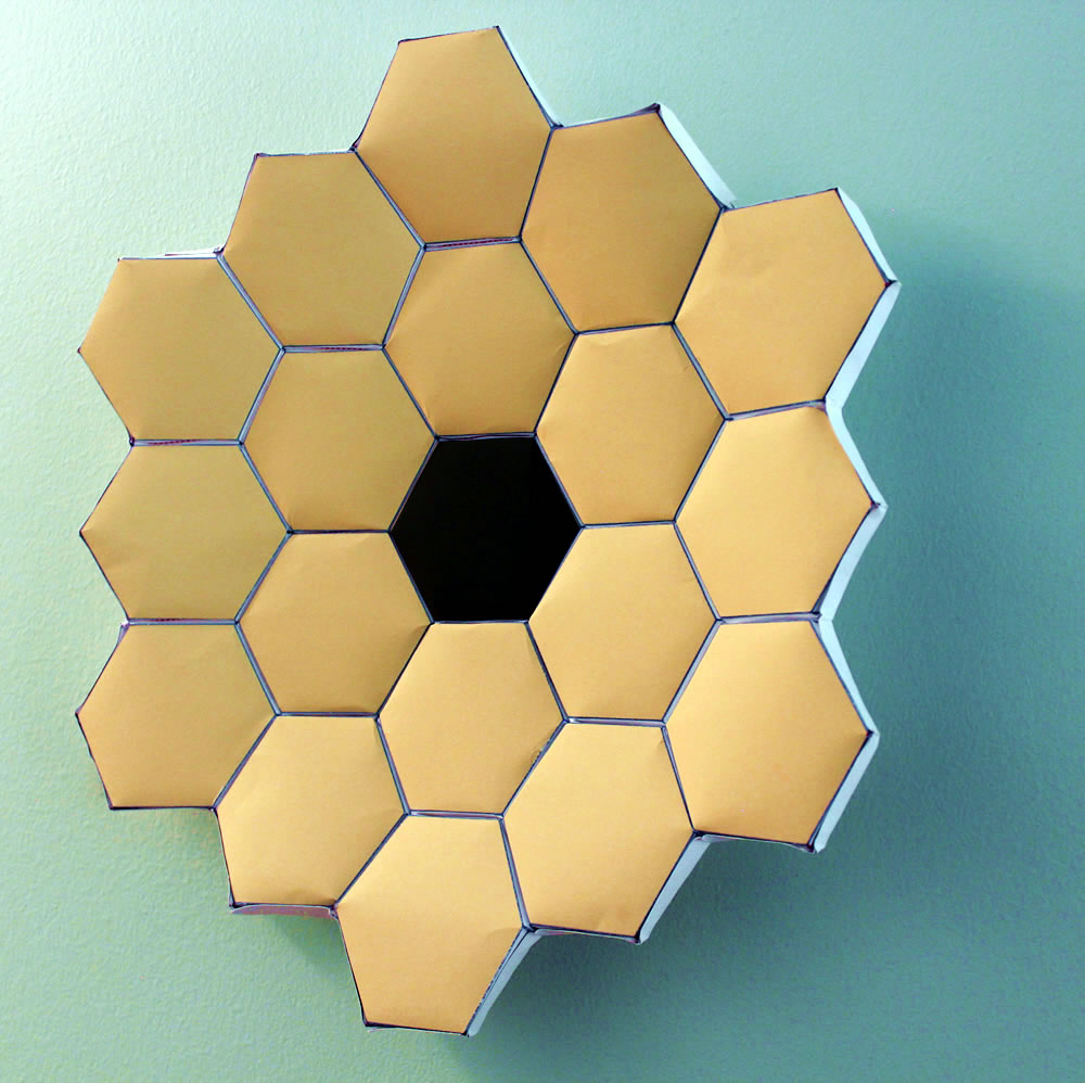 Example of a Webb Telescope origami DIY project. Foldable primary mirror