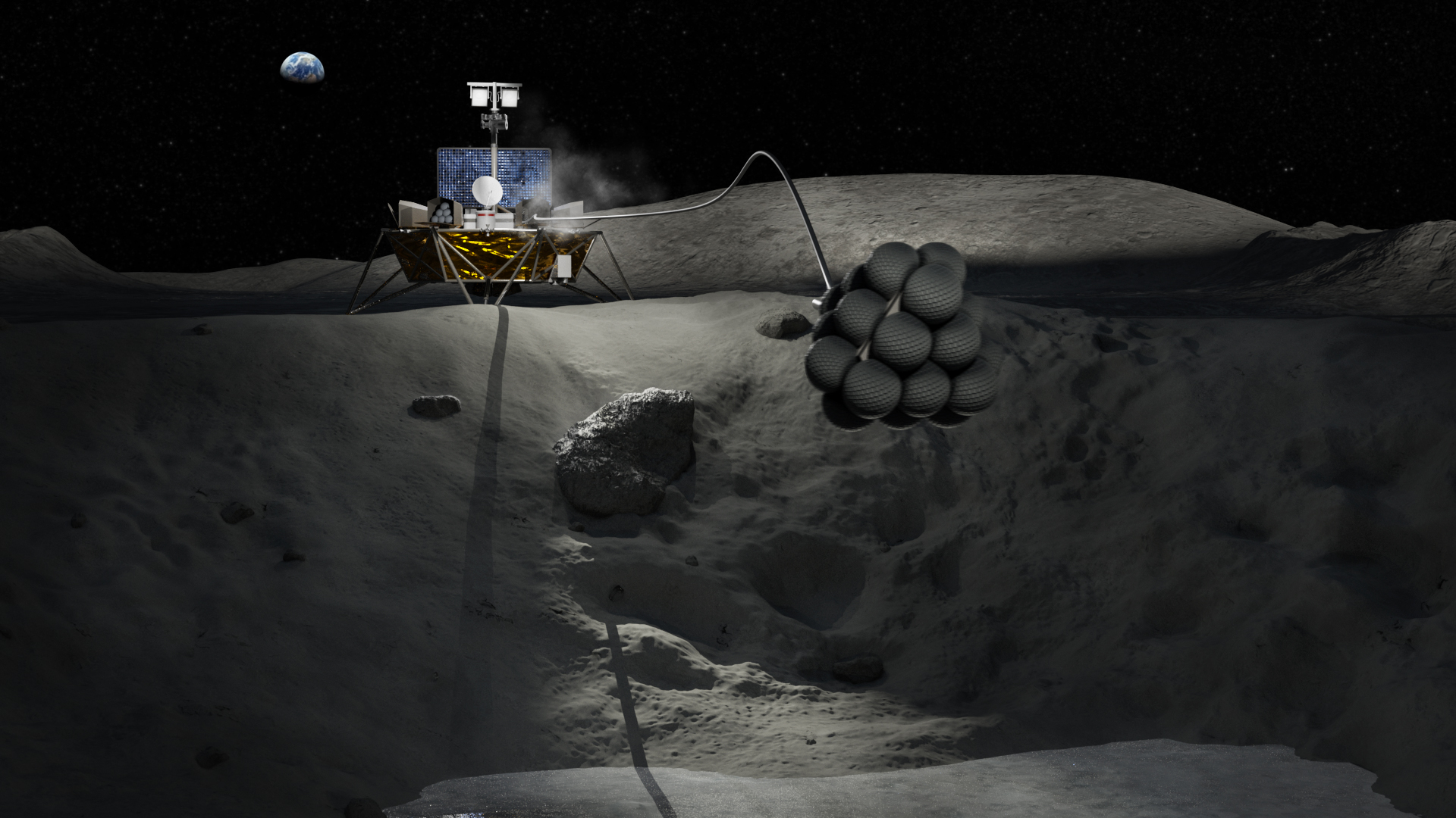 Illustration of a lunar science mission and lander concept