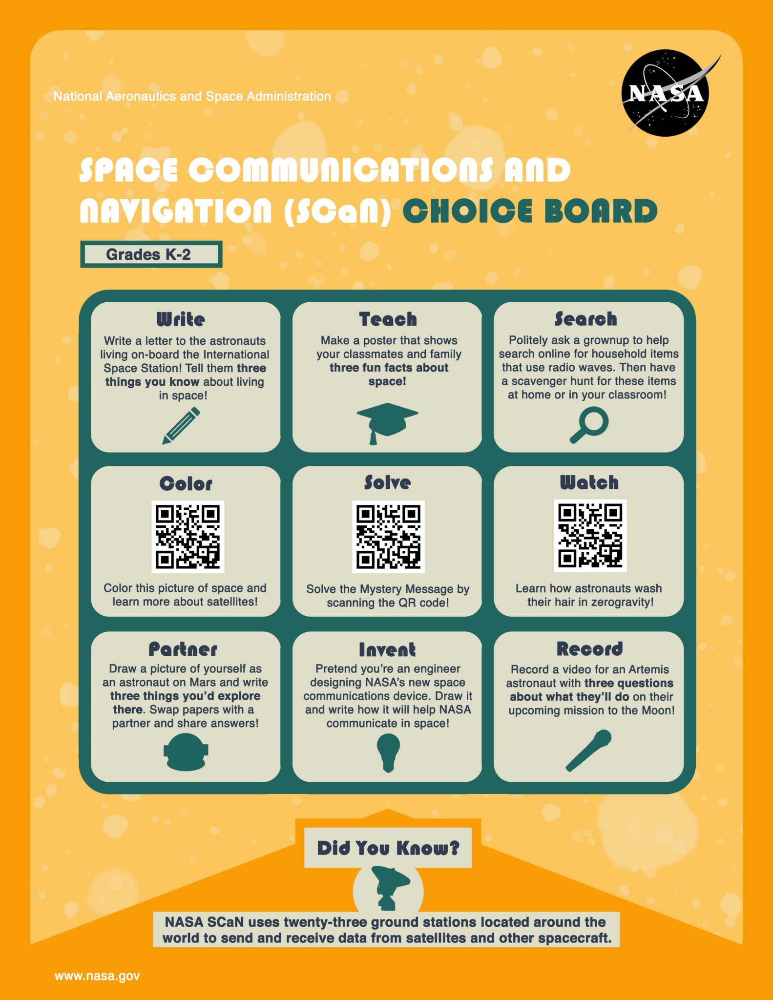 SCaN Choice Boards Grades K-2
