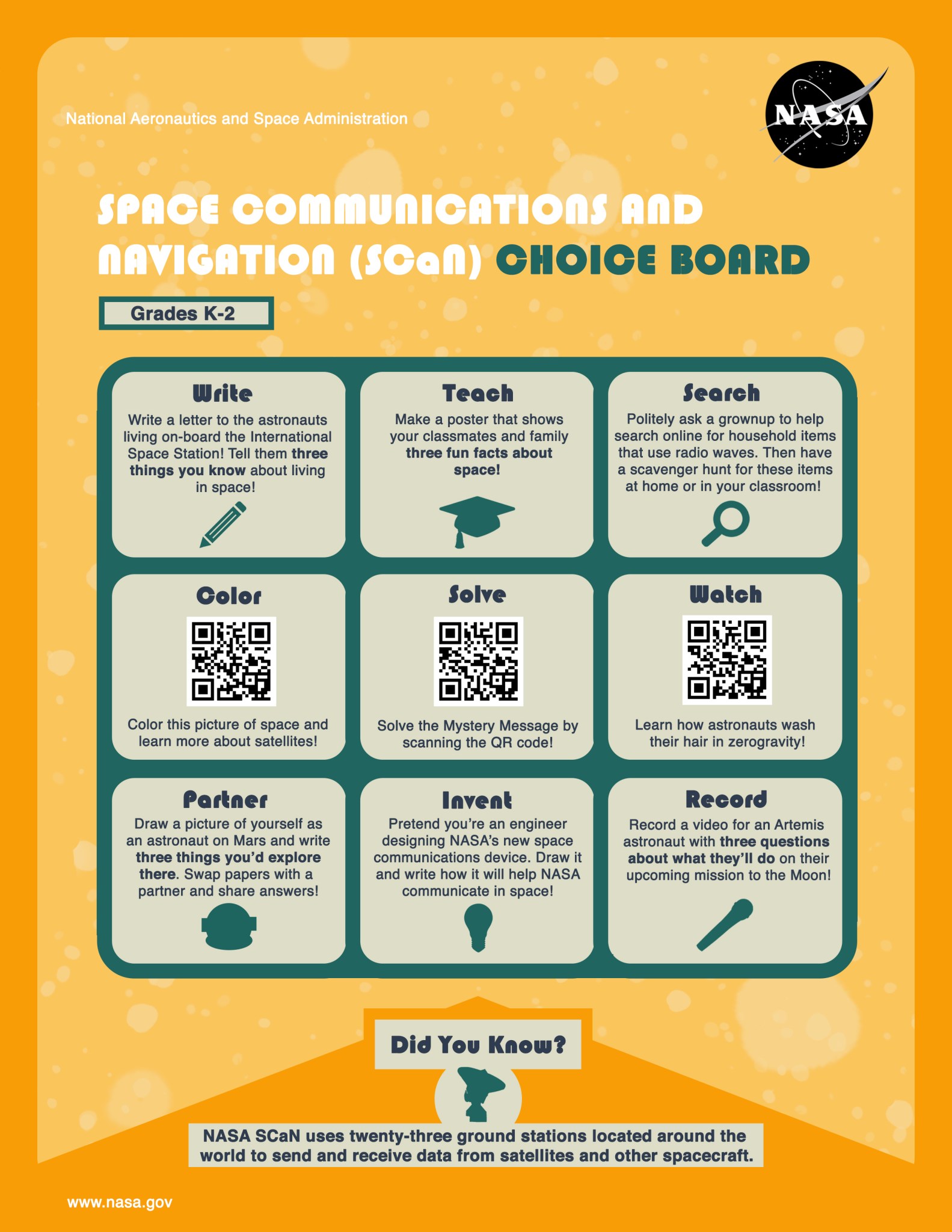 SCaN Choice Boards Grades K-2