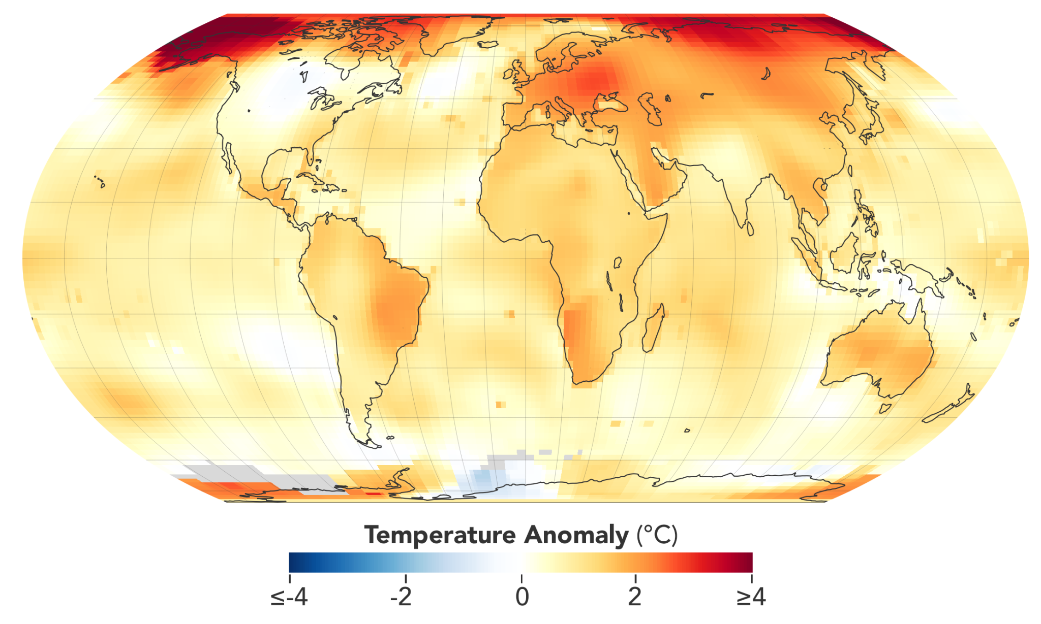 Global temperature anomalies for 2019 from the NASA GISS analysis