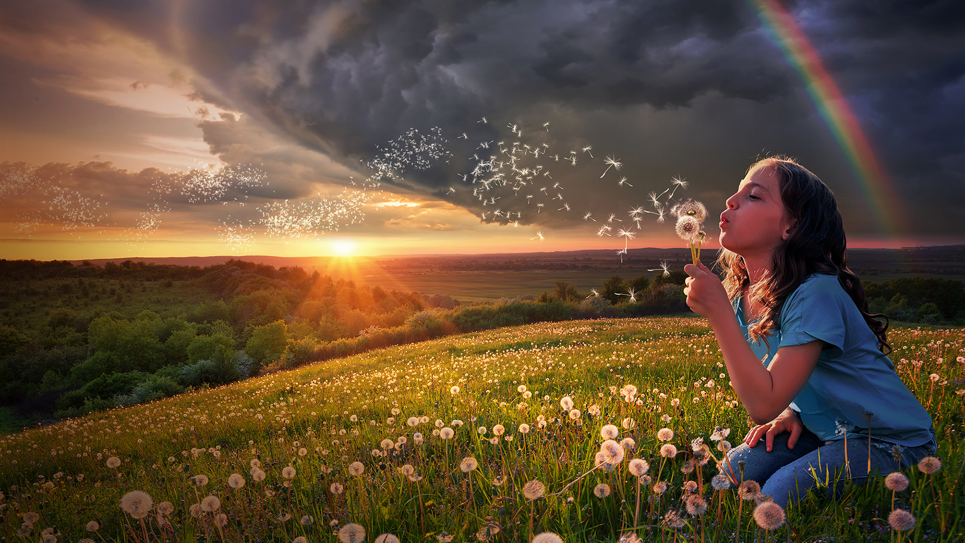 Image of young girl in a field of flowers