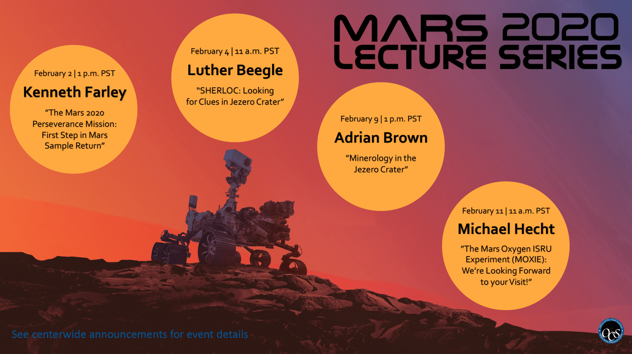Mars 2020 Event Lecture Series