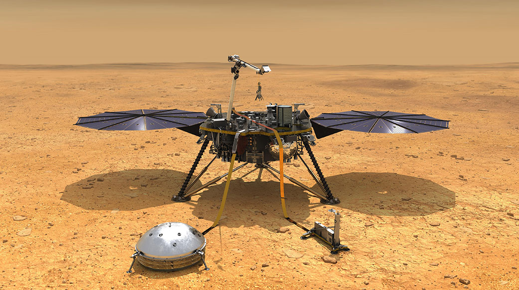 This illustration shows NASA's InSight spacecraft