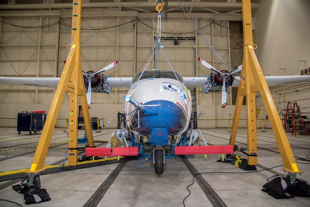 X-57 Preps for Ground Vibration Testing in Mod 2 Configuration
