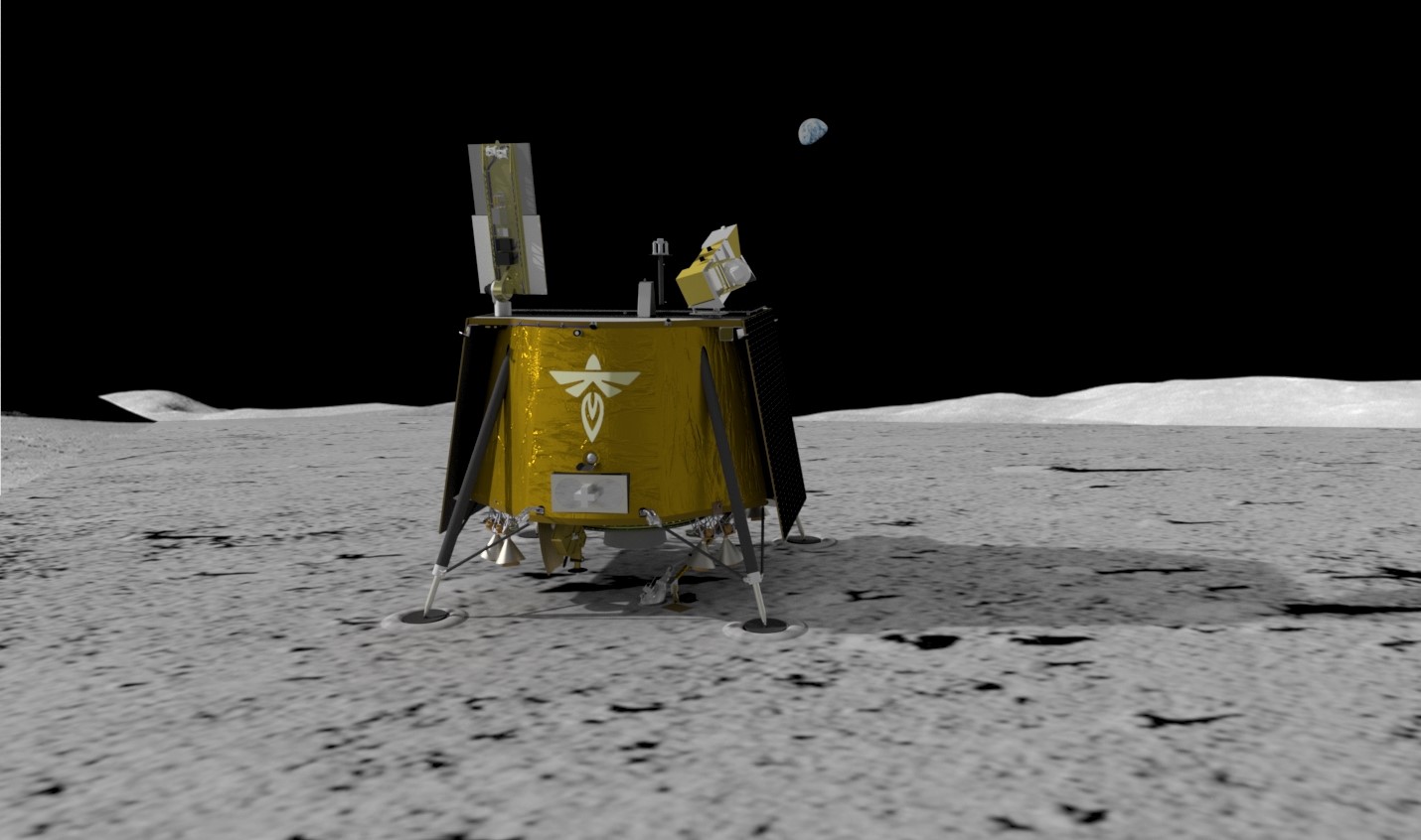 Illustration of of Firefly Aerospace’s Blue Ghost lander on the lunar surface