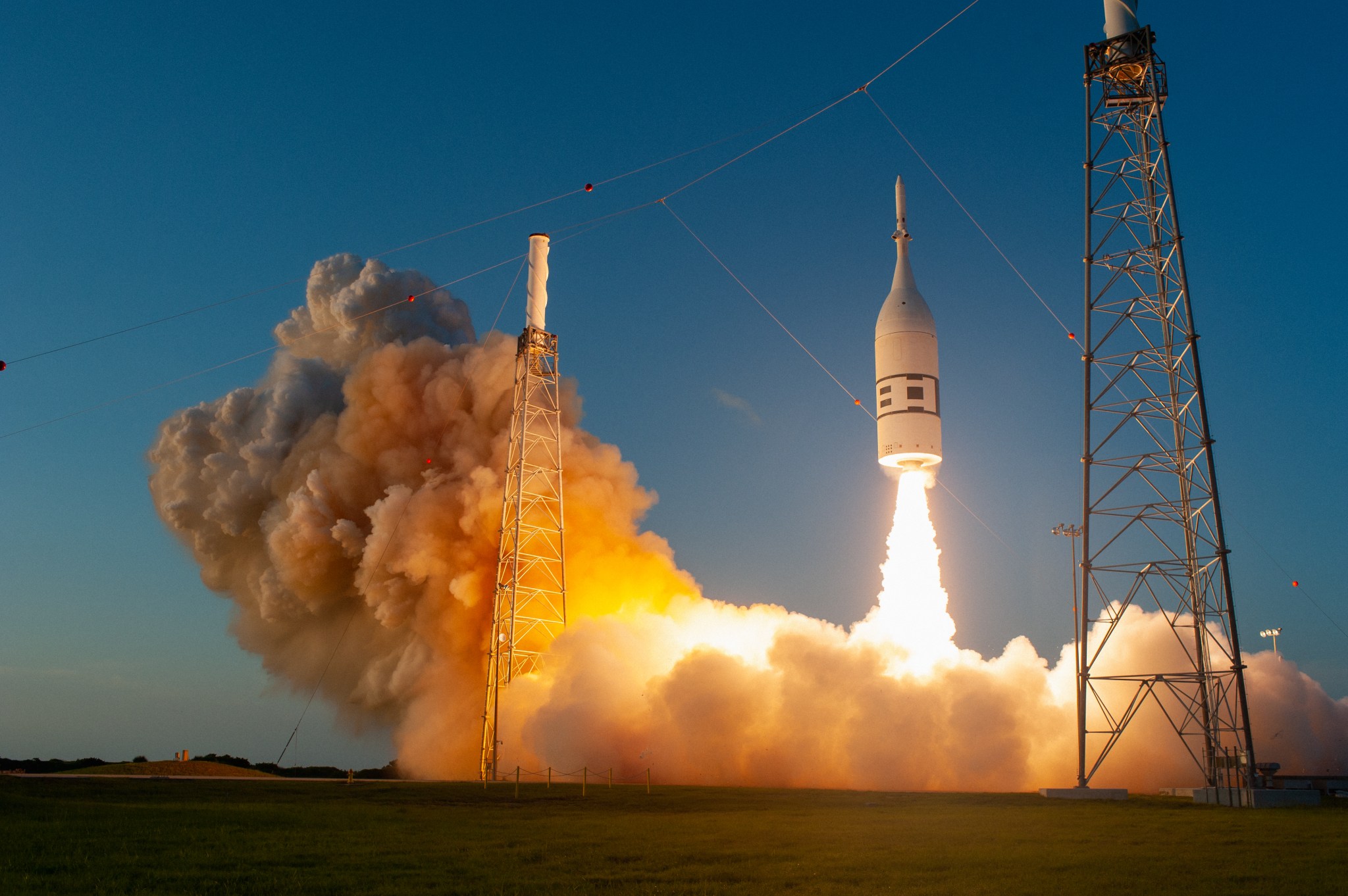 A Launch Abort System with a test version of Orion attached launches on NASA's Ascent Abort-2 on July 2, 2019, at 7 a.m.