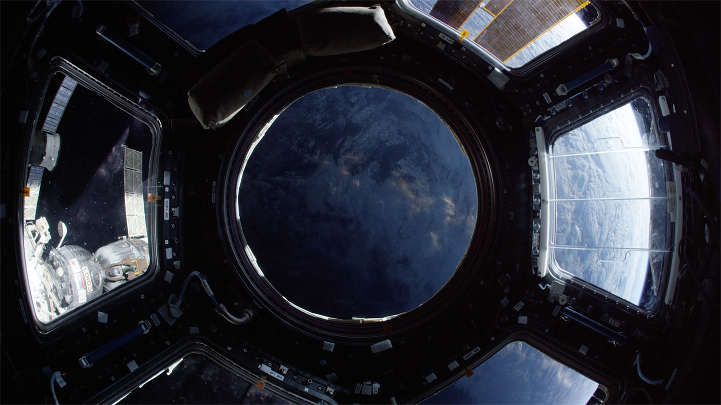 View through the International Space Station Cupola