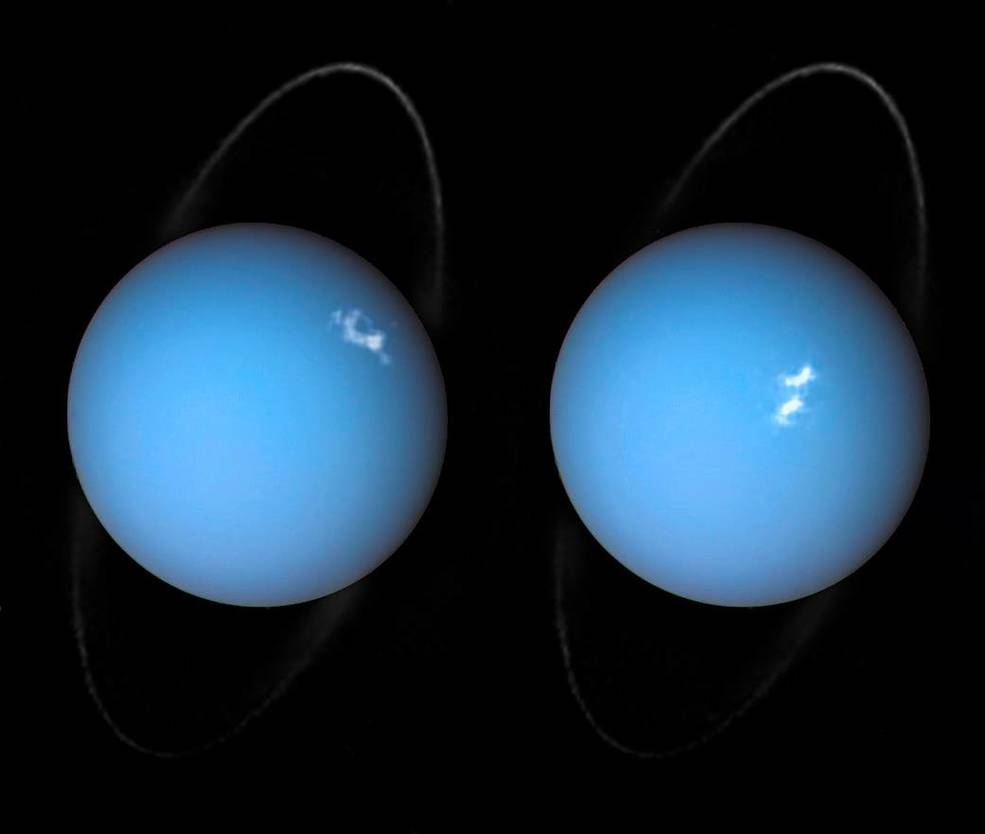 uranus from hubble with auroras 2017