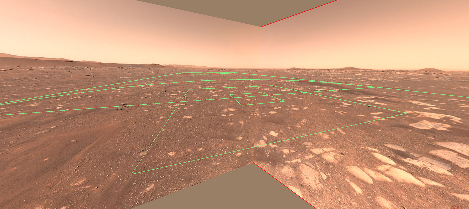 This image shows the flight zone of NASA's Ingenuity Helicopter flight zone