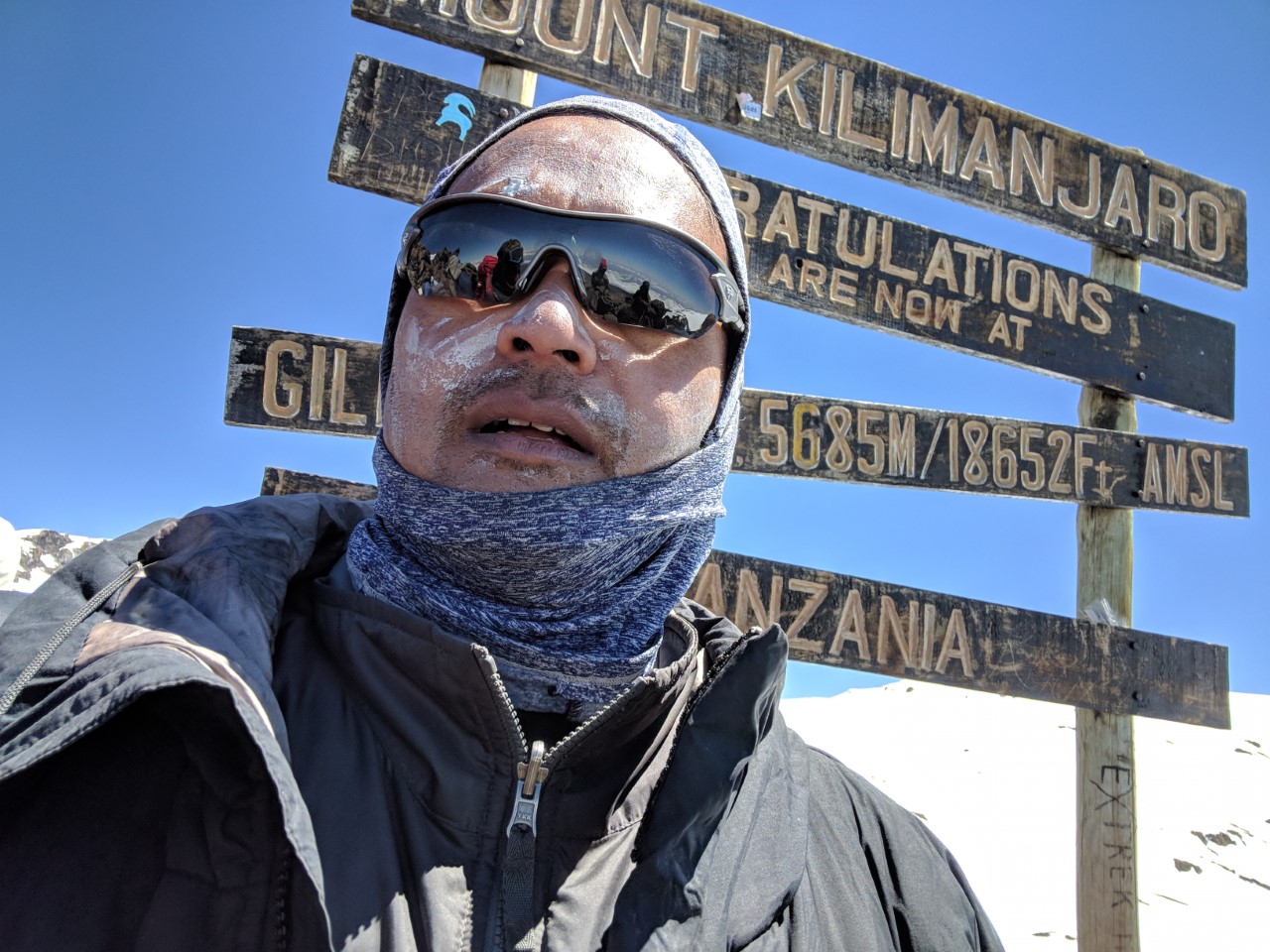 Rahul Ramachandran reaches Gilman’s Point, one of three summit points on Mount Kilimanjaro in Tanzania. 