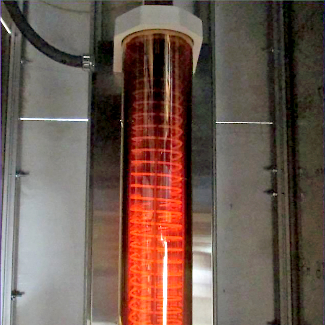 large black to red gradient tube indicates the build up of carbon and attritor