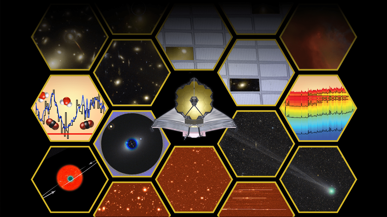 This artist’s illustration displays the scientific capabilities of NASA’s James Webb Space Telescope.