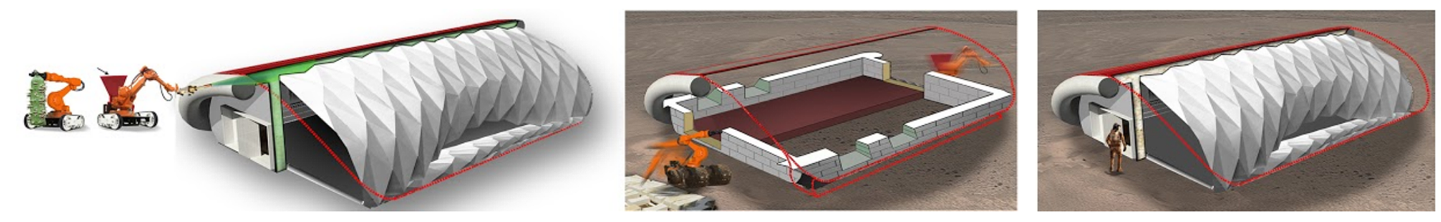 Habitat infrastructure on planetary surface.