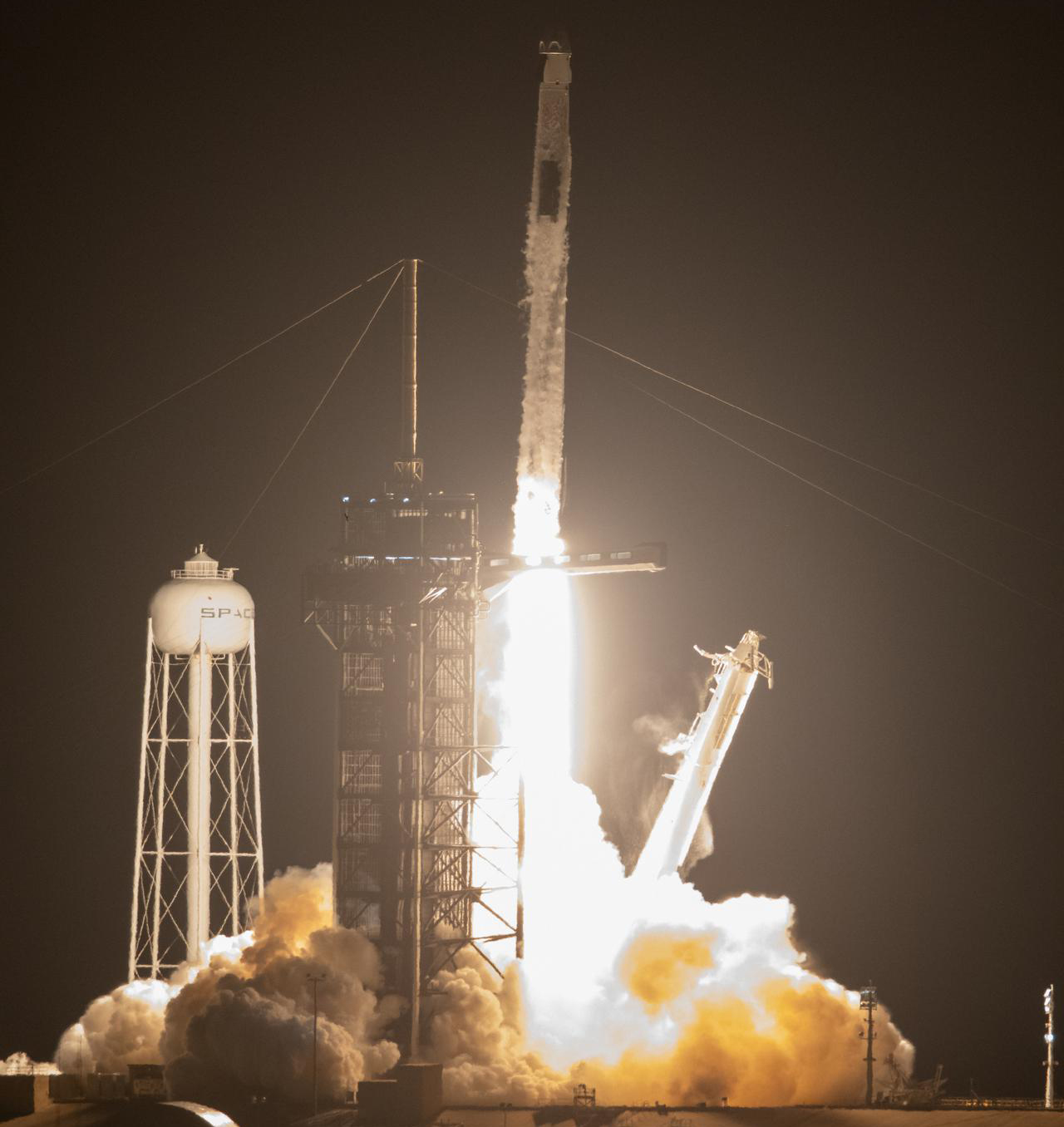 A SpaceX Falcon 9 rocket lifts off at 5:49 a.m. EDT from Launch Complex 39A at NASA’s Kennedy Space Center in Florida on April 23, 2021, carrying the company’s Crew Dragon Endeavour.