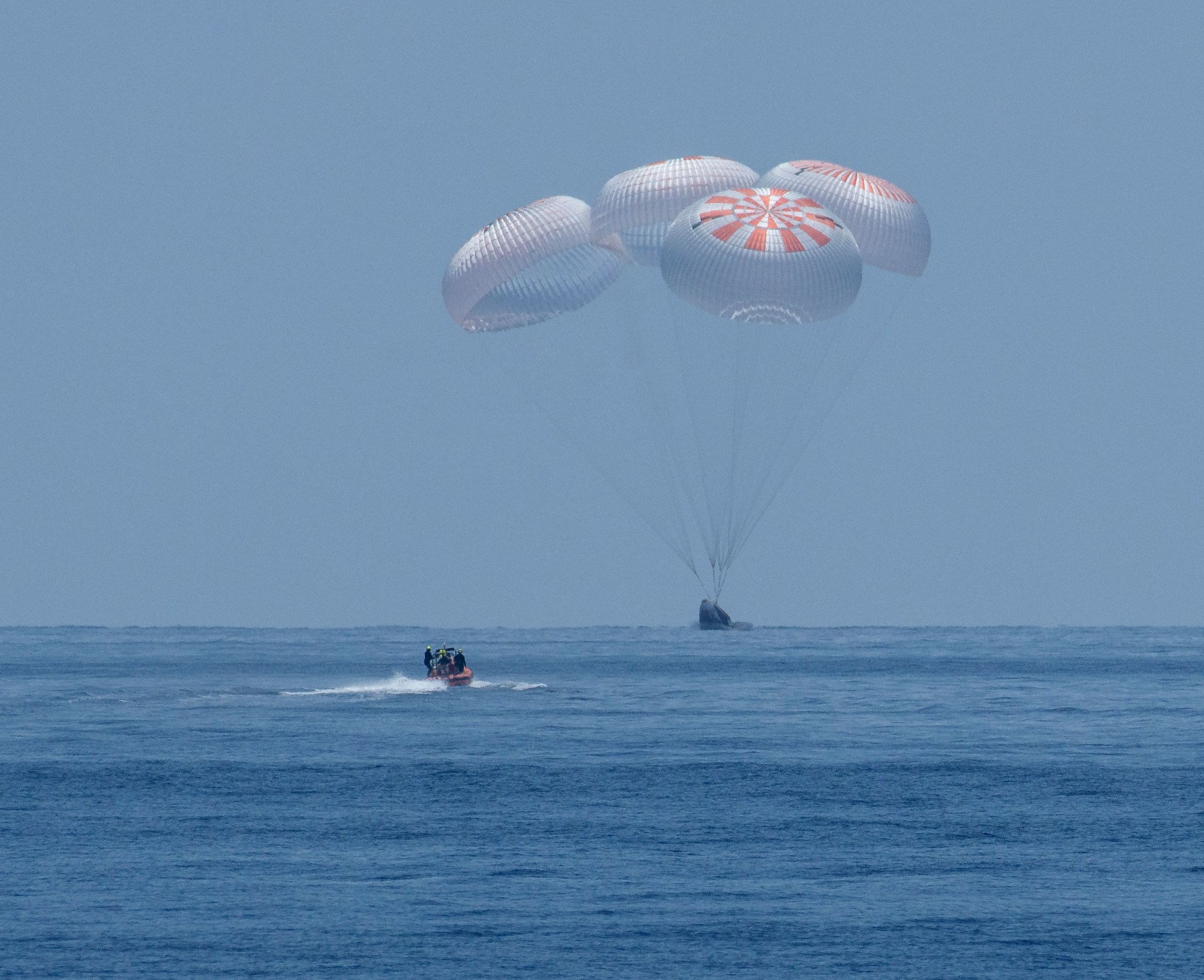 The SpaceX Crew Dragon Endeavour splashes down in the Gulf of Mexico