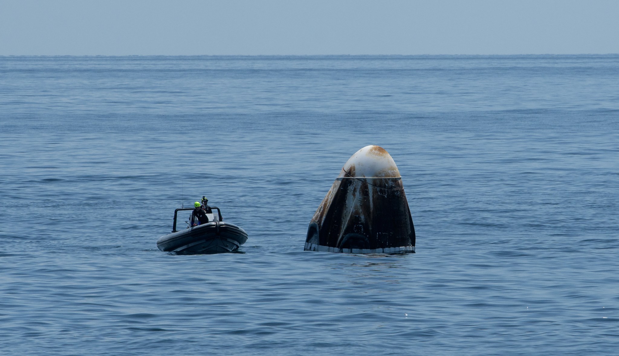 Support teams retrieve the SpaceX Crew Dragon Endeavour
