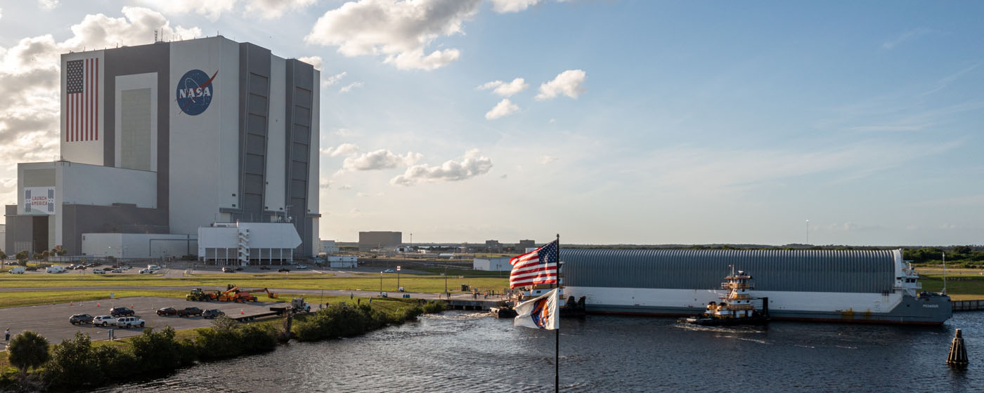 Barging In: Artemis I Core Stage Arrives at Kennedy