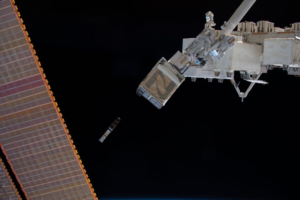 ELaNa 31 CubeSats, SPOC and Bobcat-1, being deployed from the International Space Station.