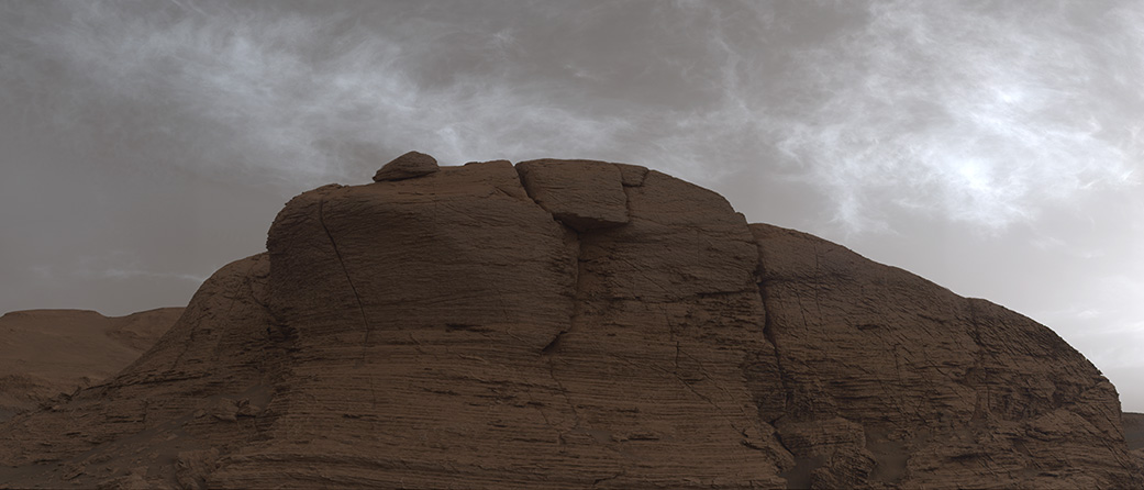 NASA’s Curiosity Mars rover captured these clouds just after sunset on March 19, 2021