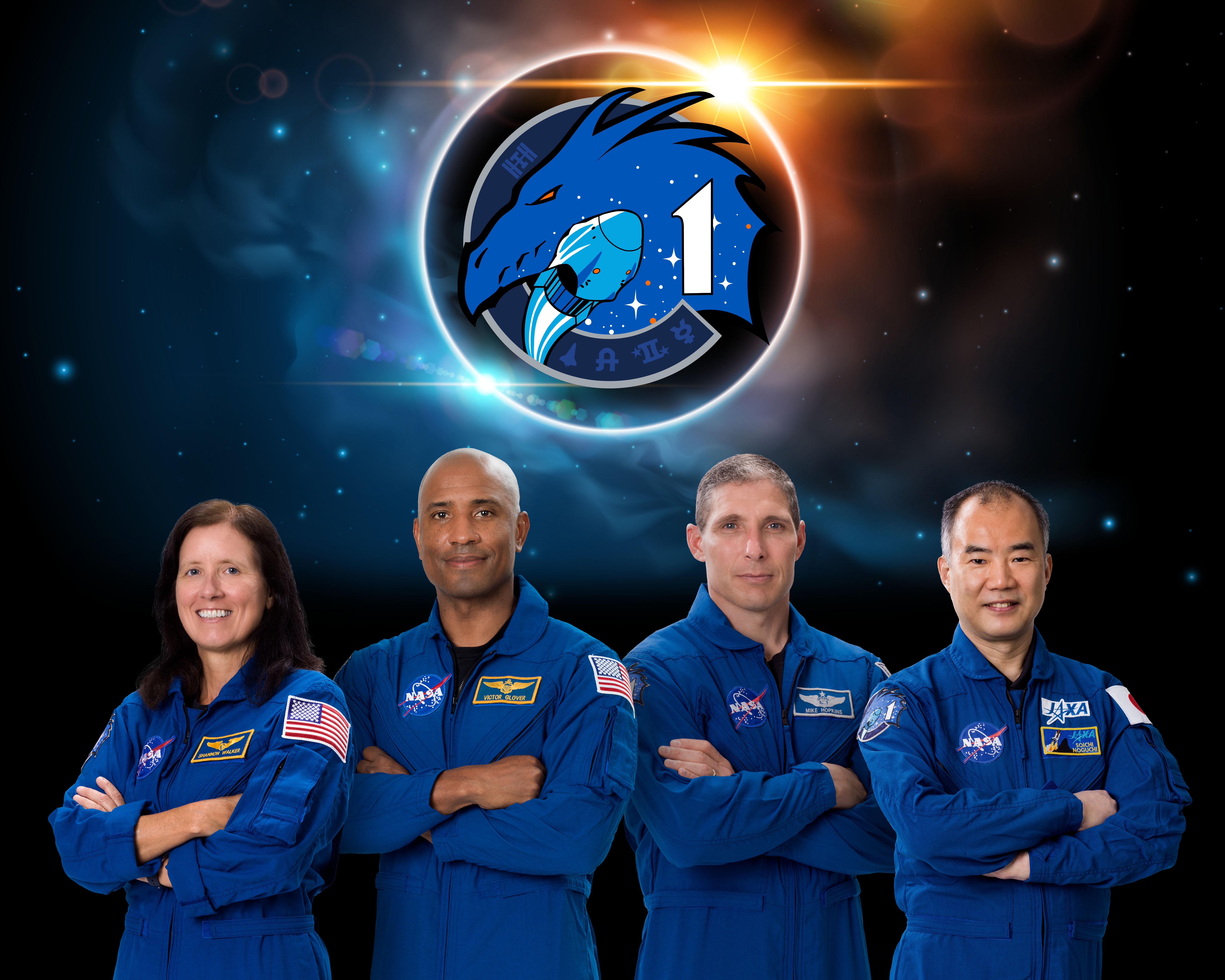 A group photo of NASA's SpaceX Crew-1 crew members.