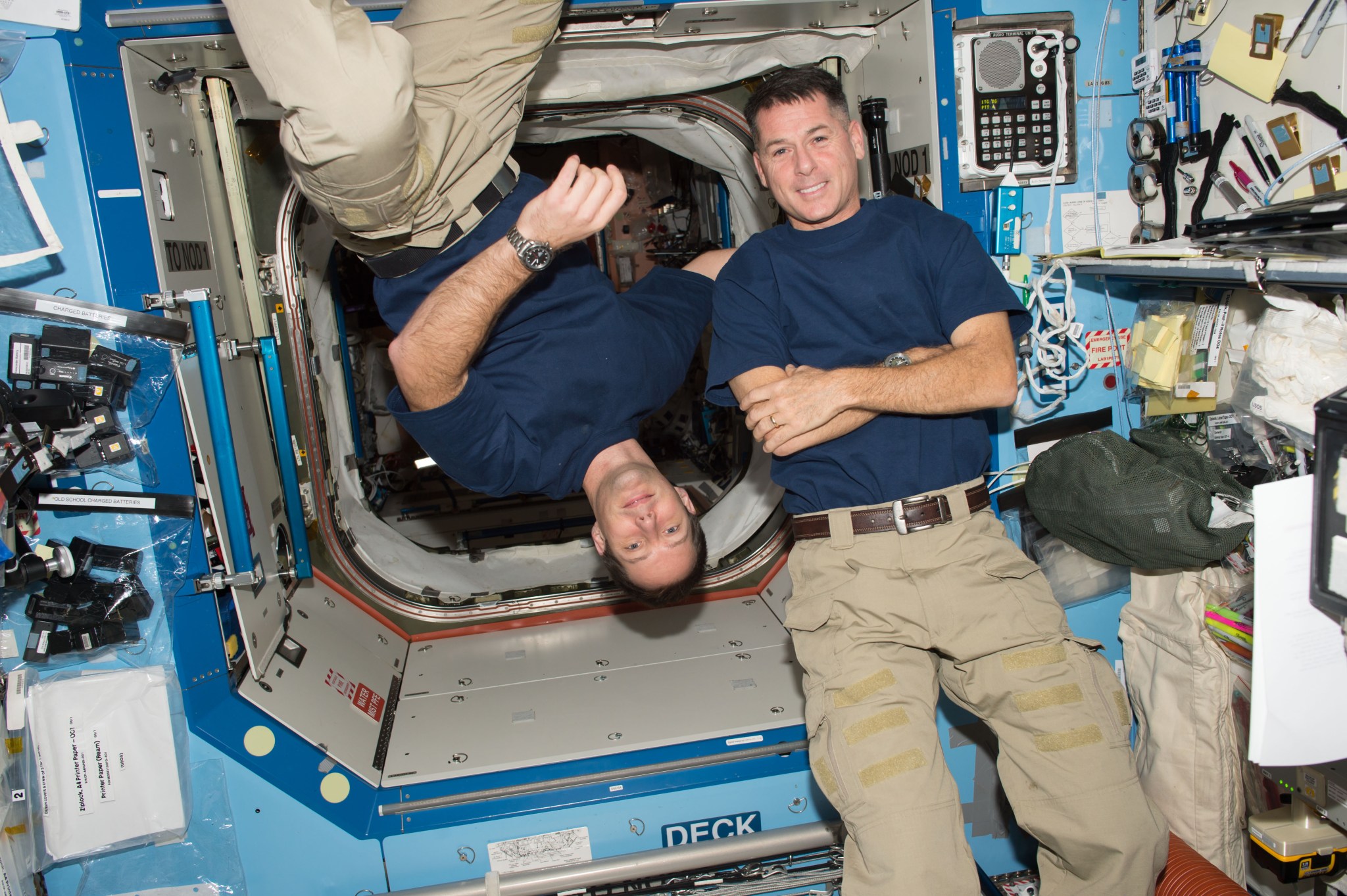Expedition 66 crewmembers Thomas Pesquet of ESA (European Space Agency) and Shane Kimbrough of NASA