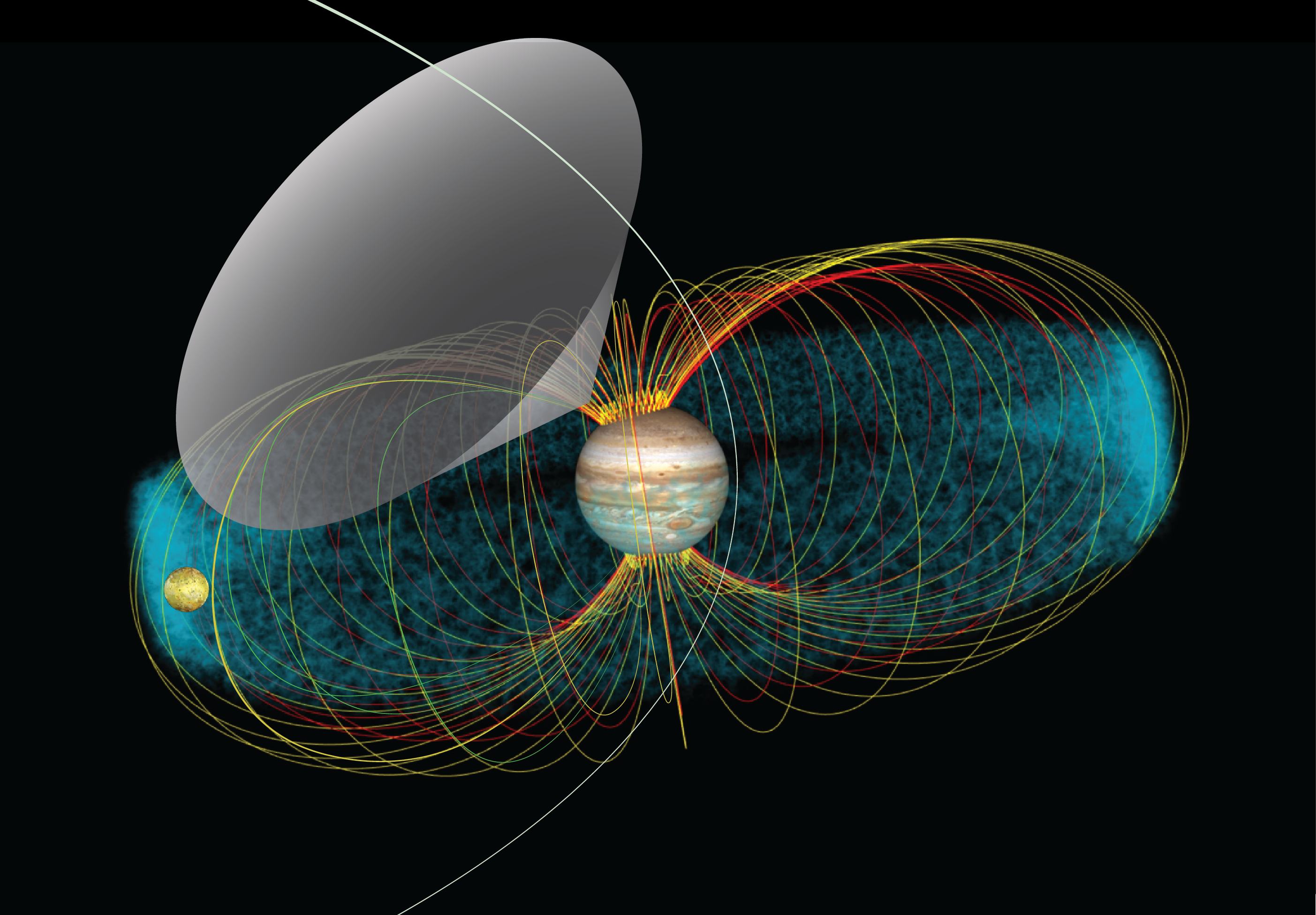 Conceptual image of the pattern of radio emission at Jupiter