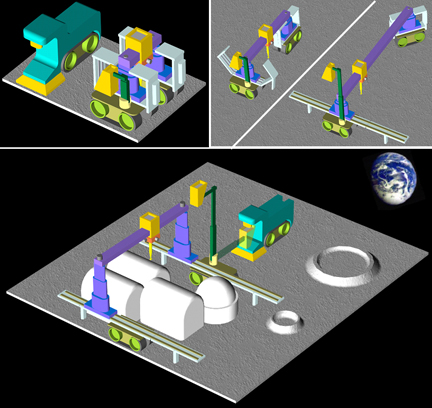 Artist concept of contour crafting on planetary surface.