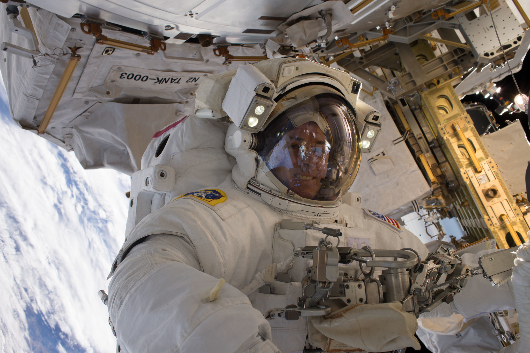 NASA astronaut Shane Kimbrough photographed during a spacewalk in January 2017.