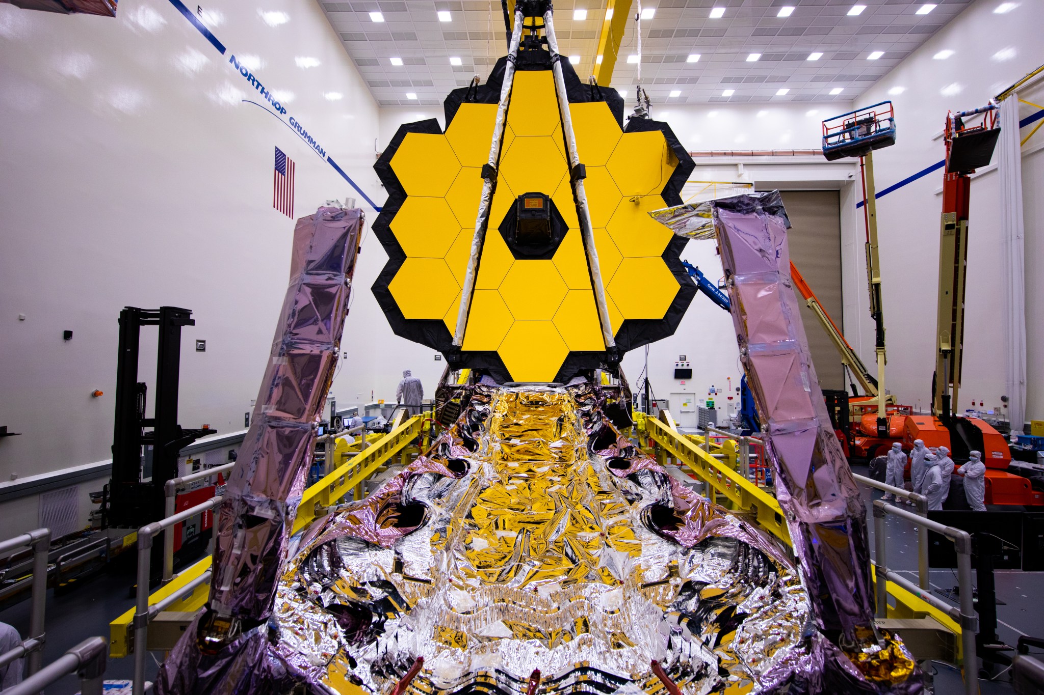 The James Webb Space Telescope during mirror deployment testing in March 2020
