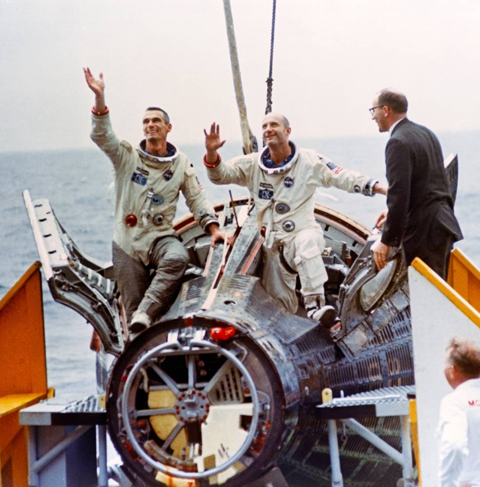 gemini_ix_20_crew_egressing_spacecraft_on_carrier