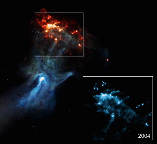Astronomers have captured the movement of the expanding remains of an exploded star. 