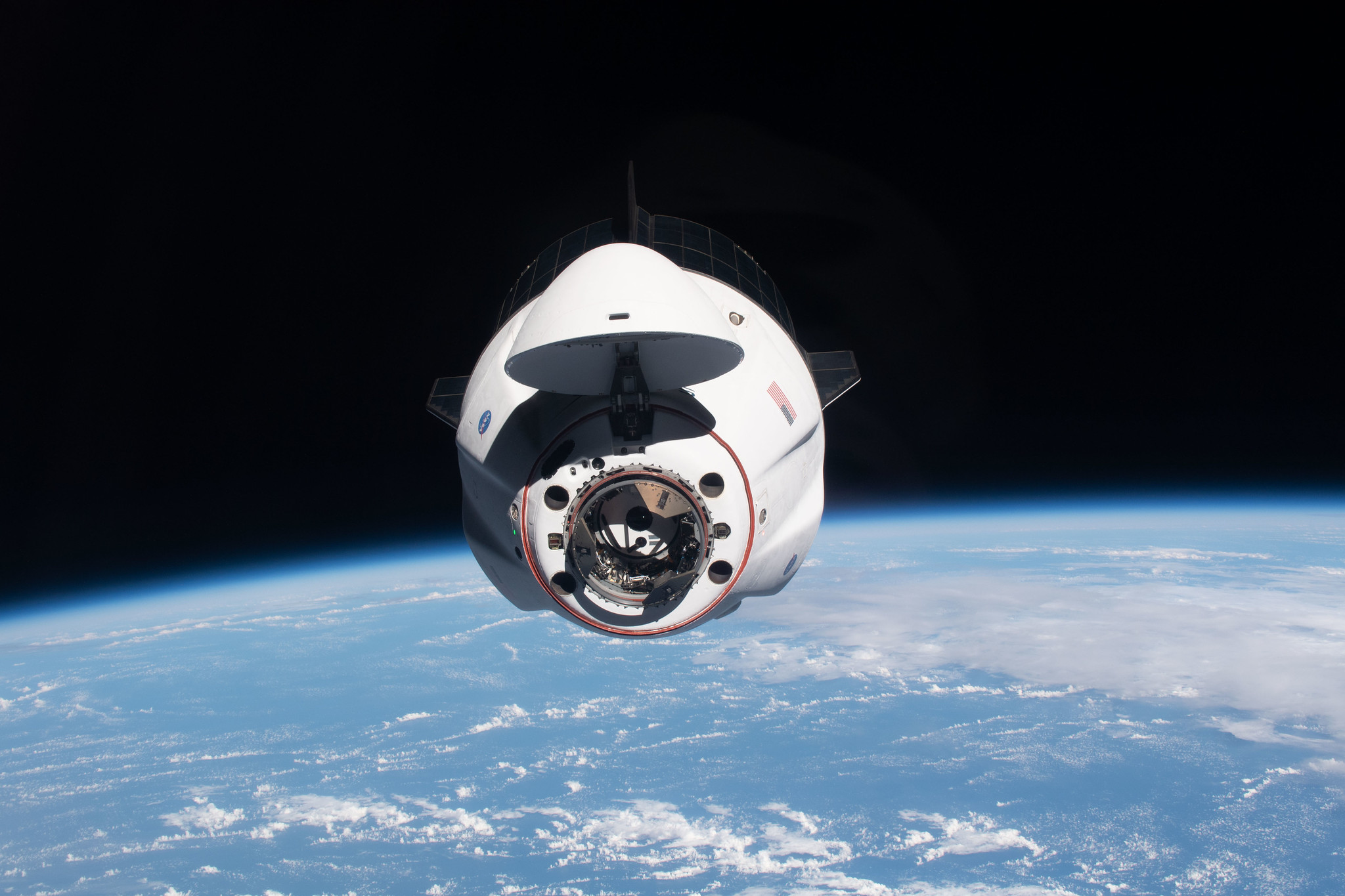 The SpaceX Crew Dragon Endeavour is pictured during its approach to the International Space Station April 24, 2021, less than one day after launching from Kennedy Space Center in Florida.