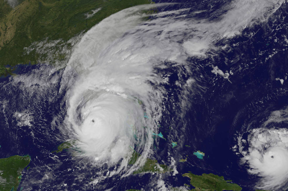 Satellite image showing Hurricane Irma approaching Florida.
