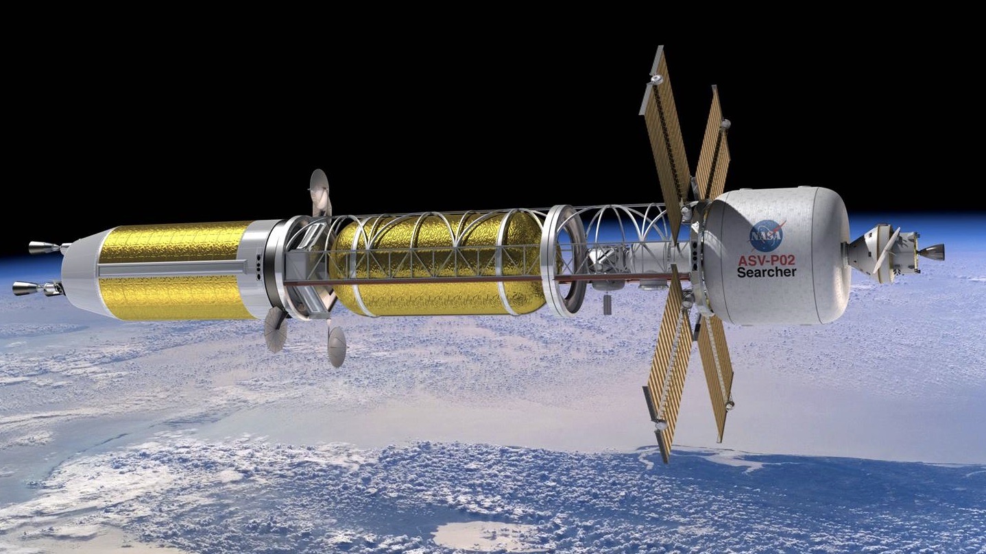 Illustration of a conceptual spacecraft enabled by nuclear thermal propulsion.