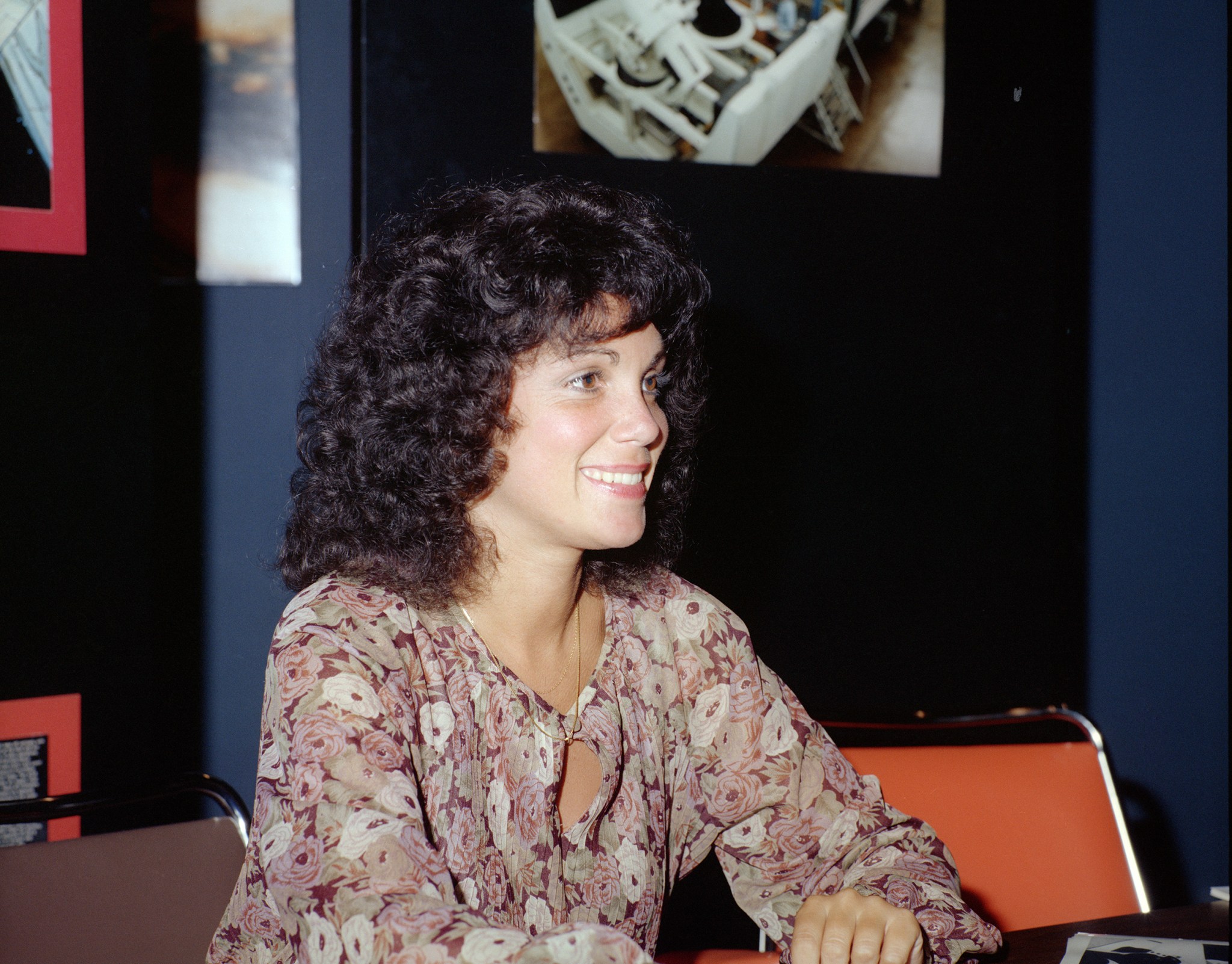 Profile photo of Judy Resnik looking up at visitor.