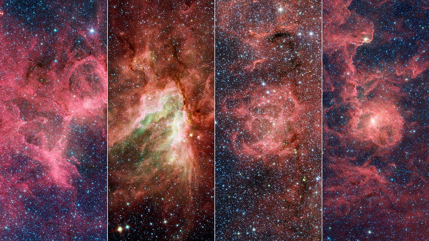 Shown here (from left) are the Eagle, Omega, Triffid, and Lagoon Nebulae