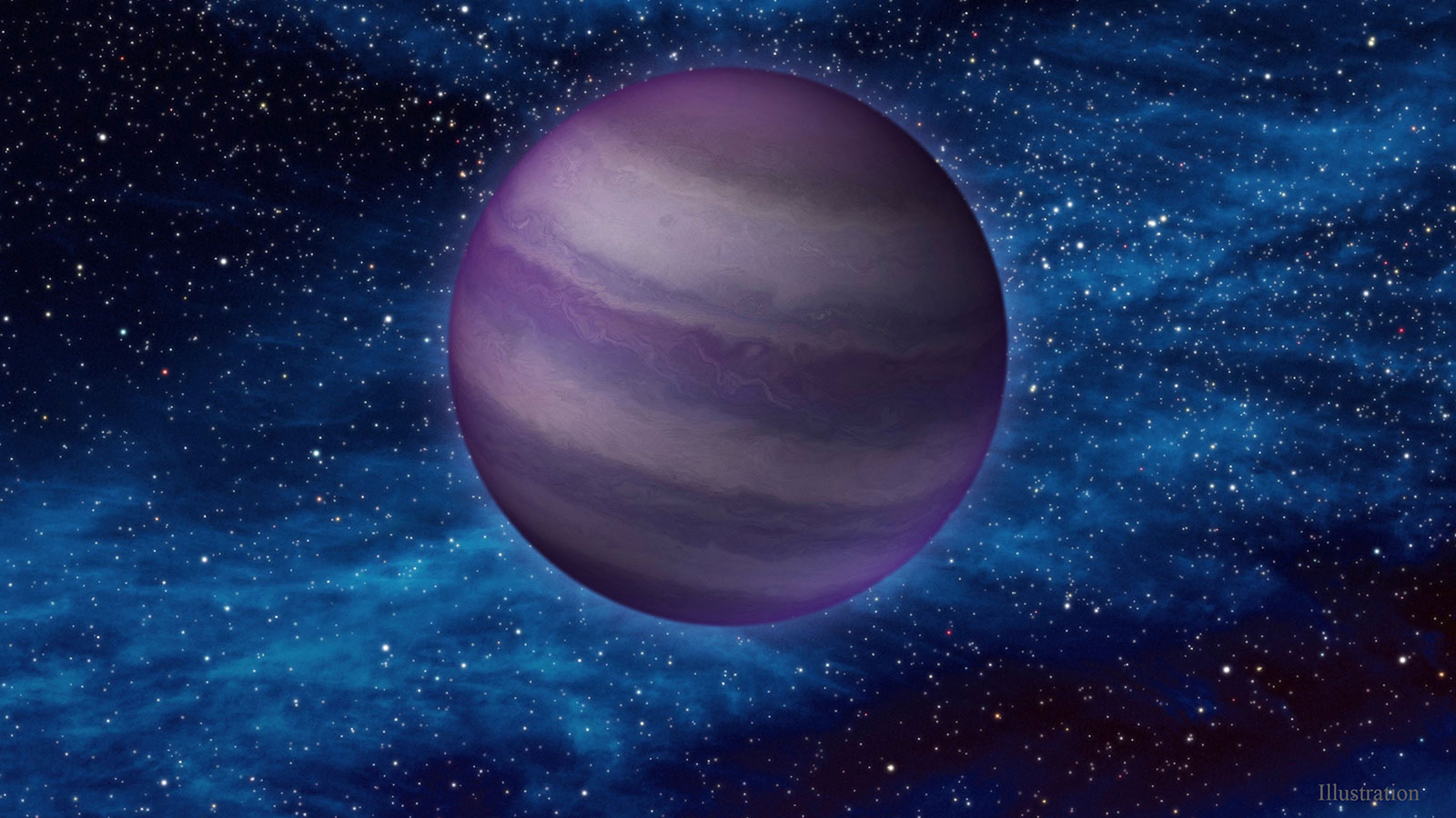 This artist’s illustration shows a dim, cold brown dwarf in space